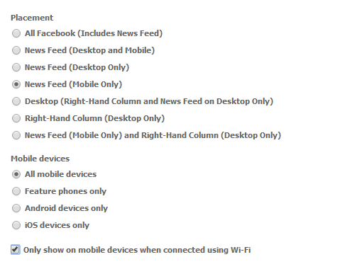 Facebook Ad Placement Options 2014